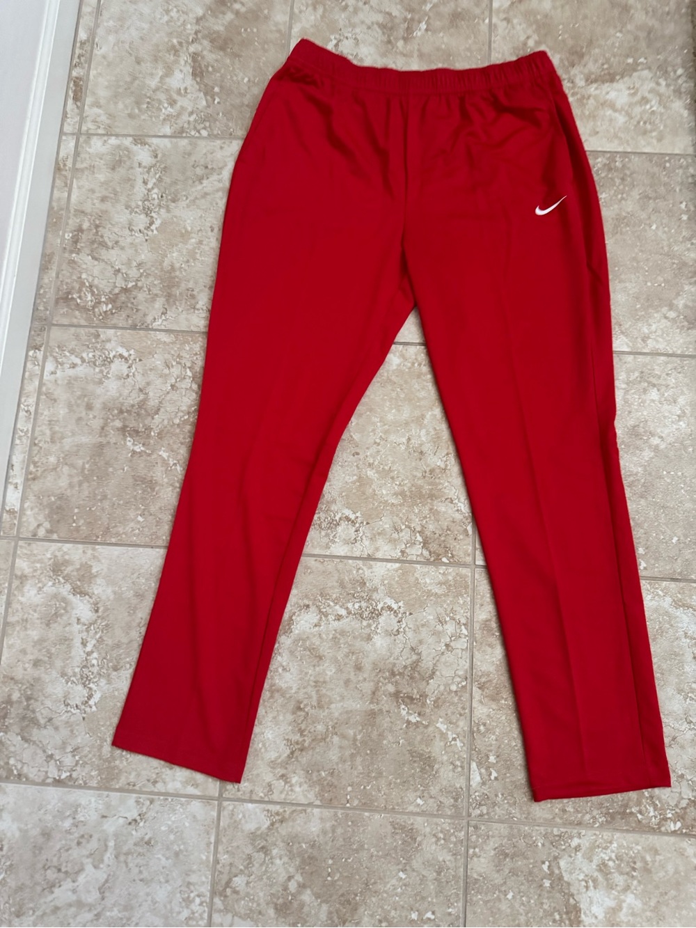 Nike Red Athletic Pants with Black Drawstring